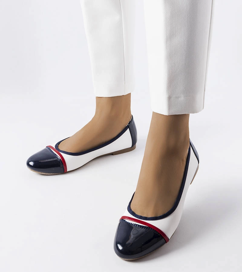 Balerini Salmons alb și albastru marin