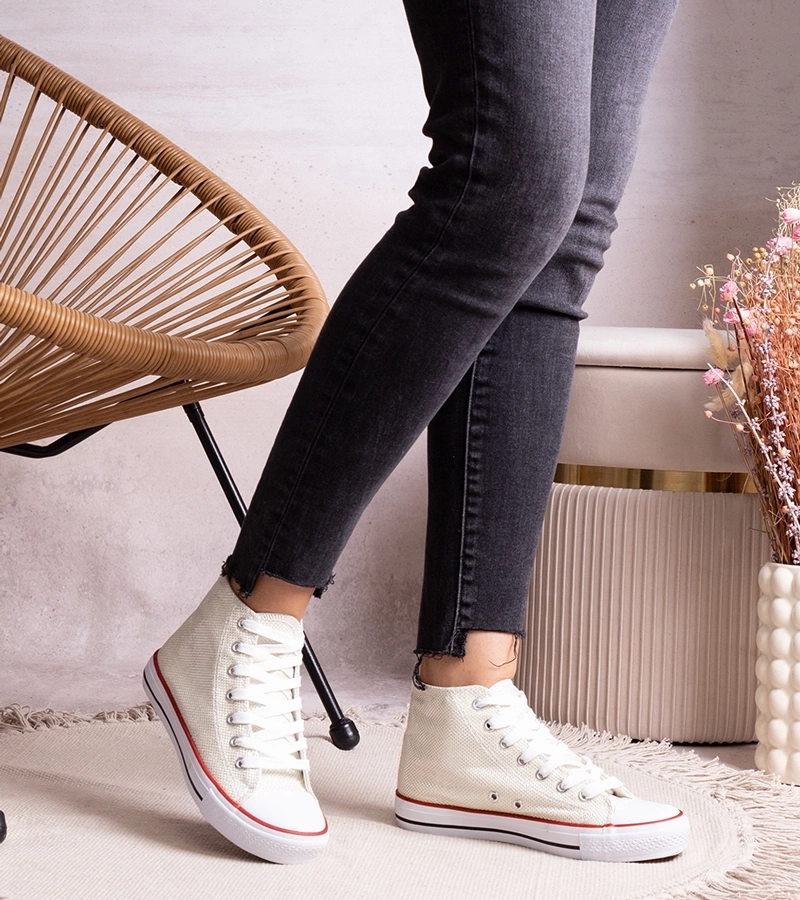 Trampki albe înalte din plasă strălucitoare Ranifali.