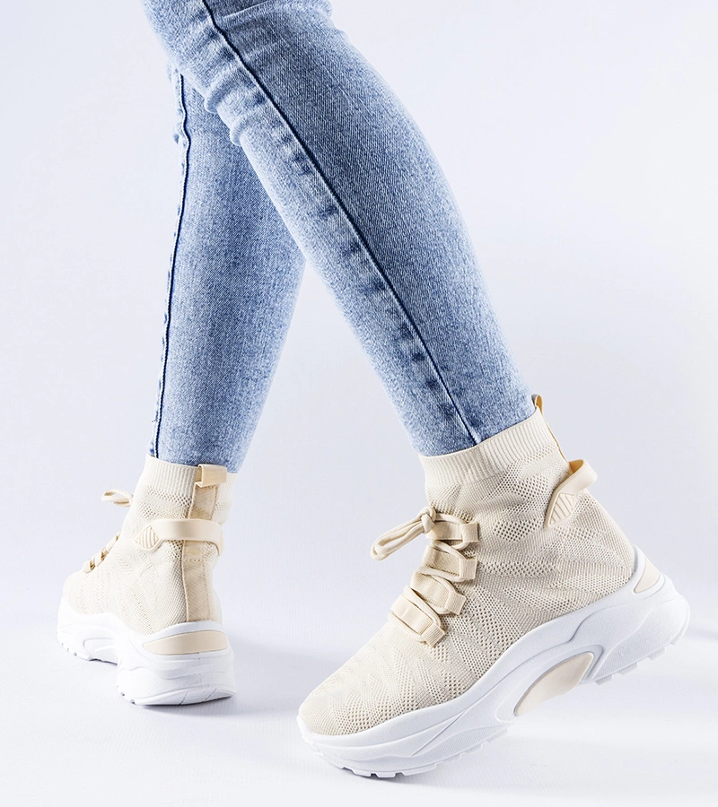 Sneakersi înalți bej Vigatto