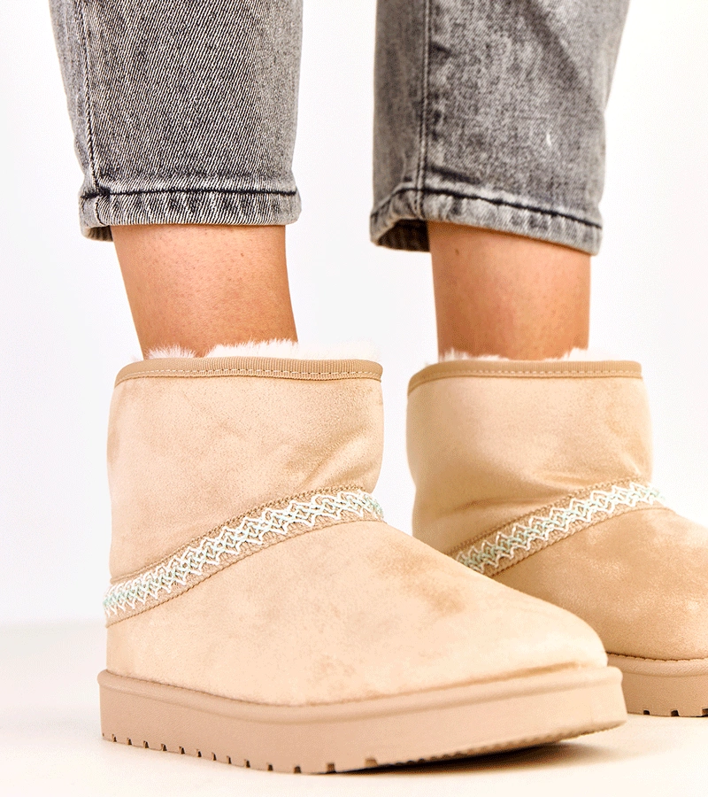 Cizme de zăpadă bej joase din piele ecologică Karolla