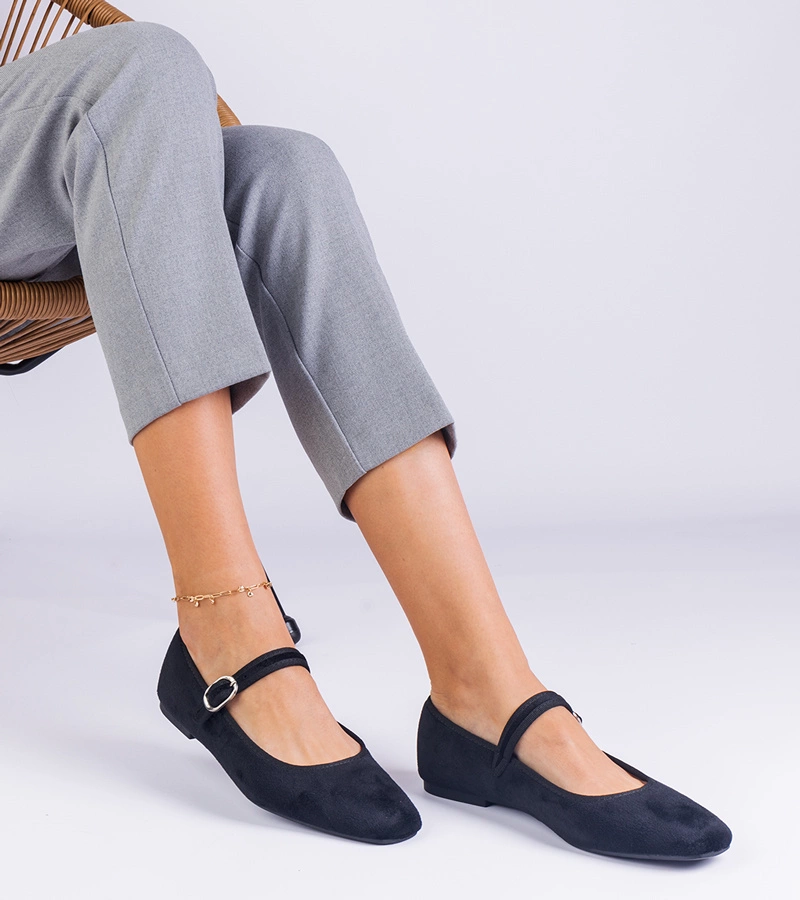 Balerini negri cu elastic și vârf pătrat Averina