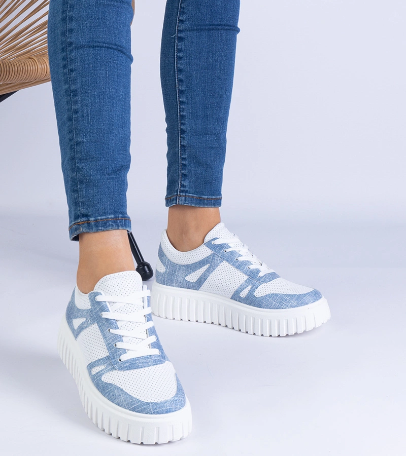 Adidași albastri perforați cu talpă masivă Lusinda