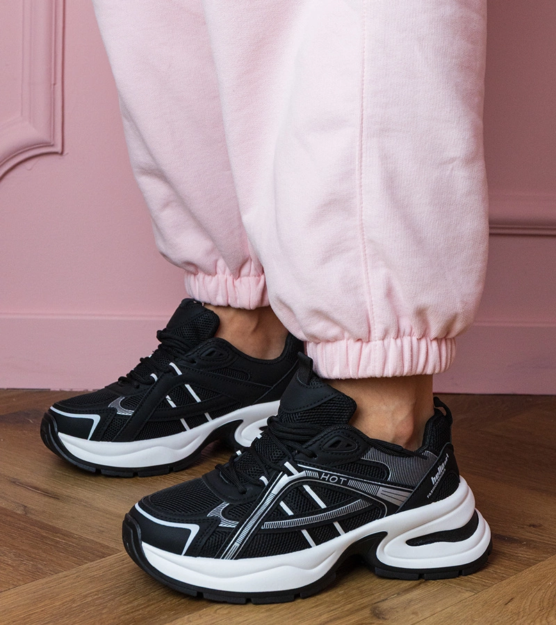 Adidași sport negri cu talpă masivă Manora