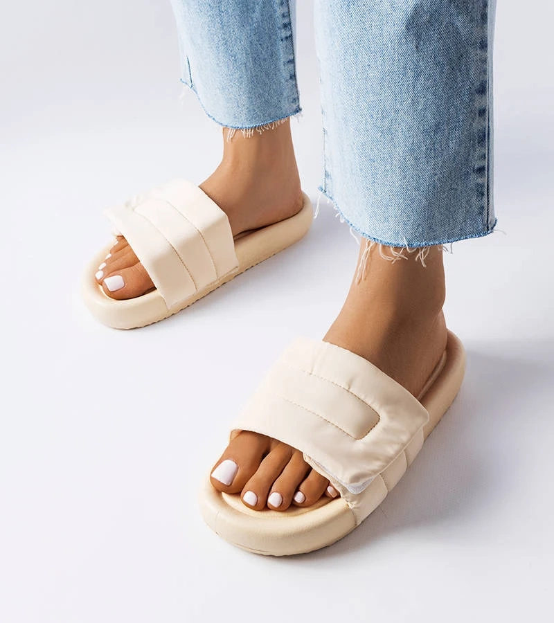 Flip-flops bej cu închidere cu velcro Aleron