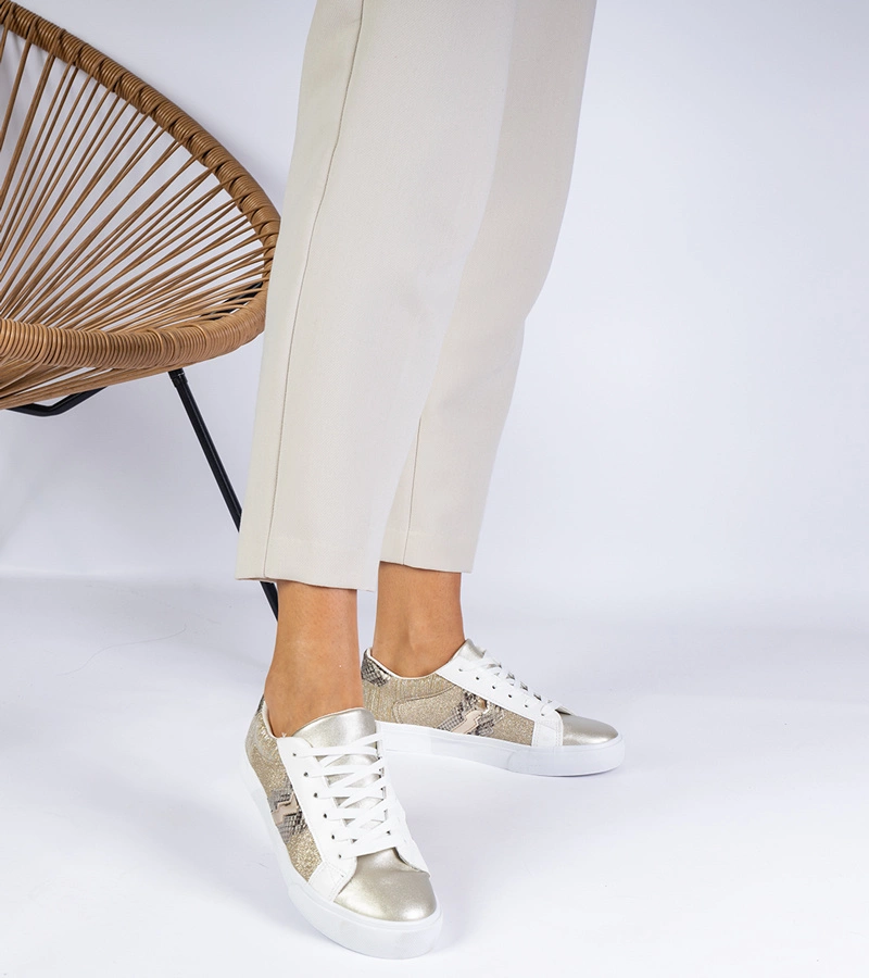 Tenisi aurii de damă cu motiv animalier Walorin