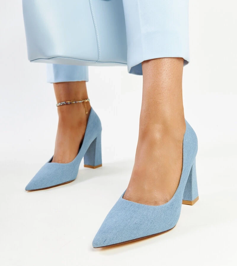 Pantofi cu toc inalt din denim Leea
