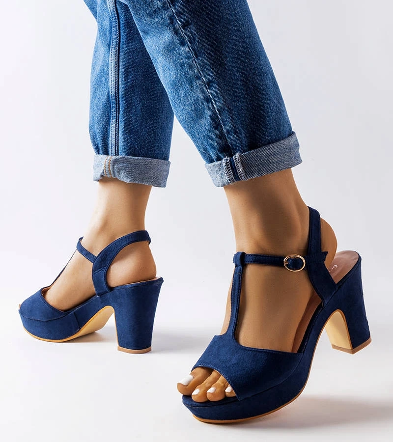 Sandale stiletto Tearlach albastru marin