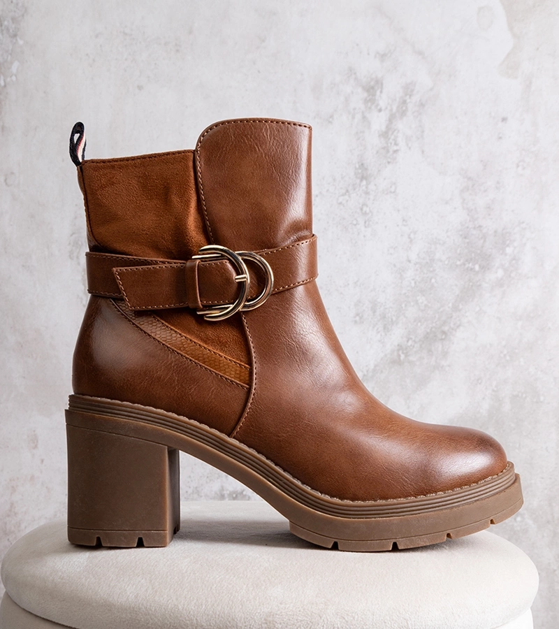 Brune botine cu toc Mirka