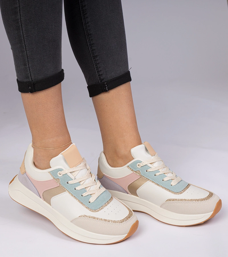 Adidași multicolori de damă cu sclipici și detalii cu model animalier Markuta