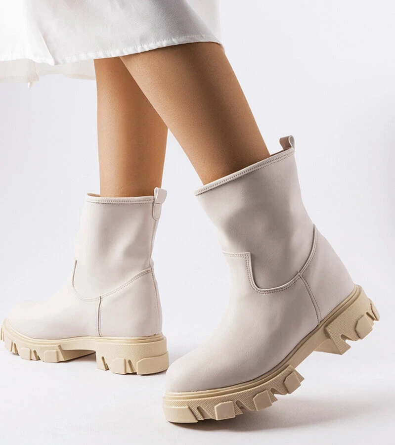 Cizme de tip bagger bej Wuori slip-on