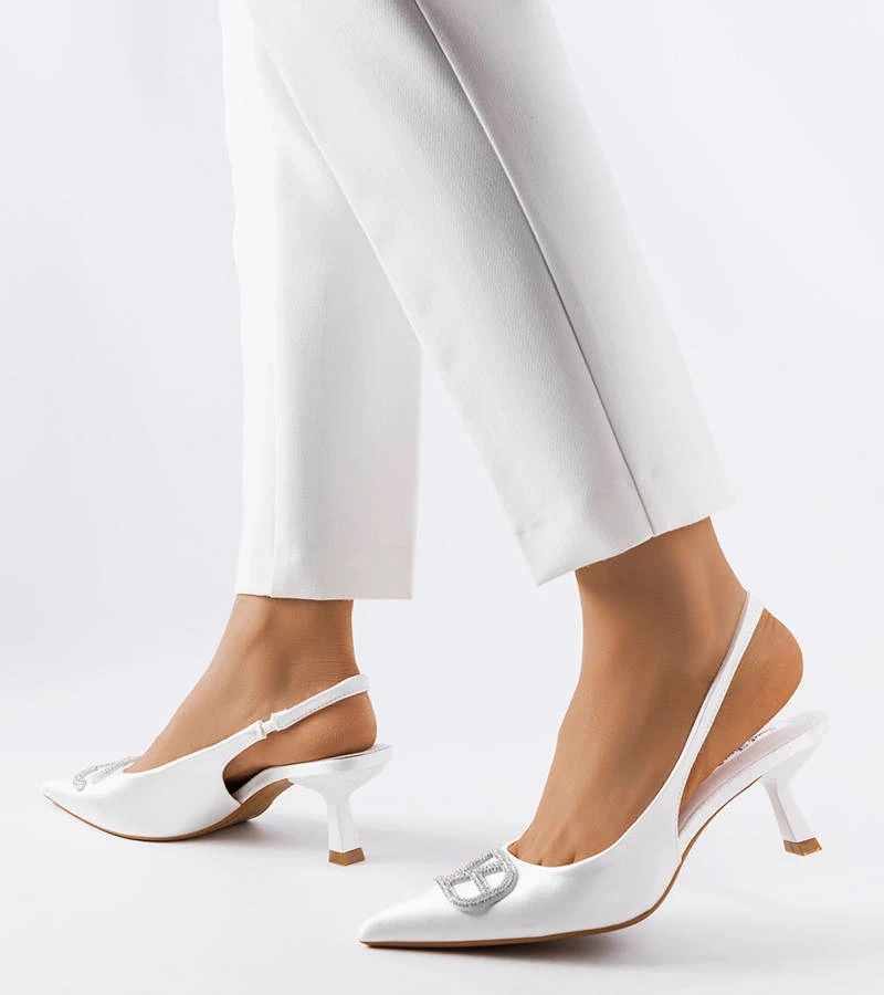 Stilettos alb cu zirconii Lafontaine