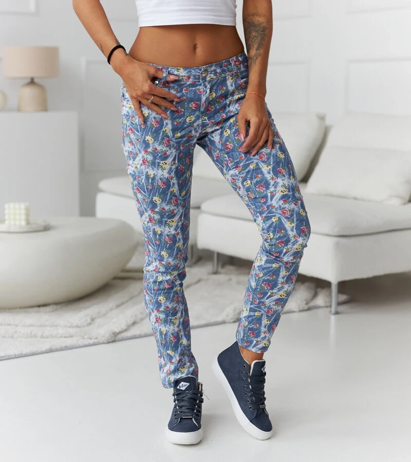 Pantaloni cu model albastru Lévesque 944-5 BLUE