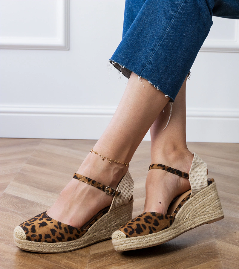 Sandale espadrile cu platformă Murrana cu imprimeu de panteră