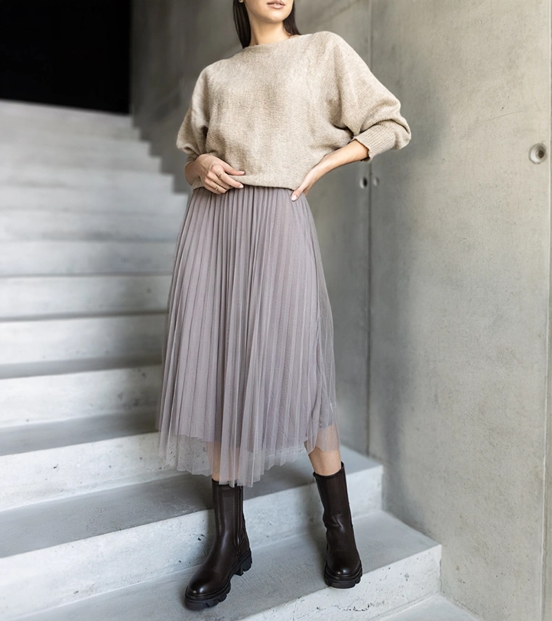 Bejová complect de pulover și rochie din tulle Sorenla.