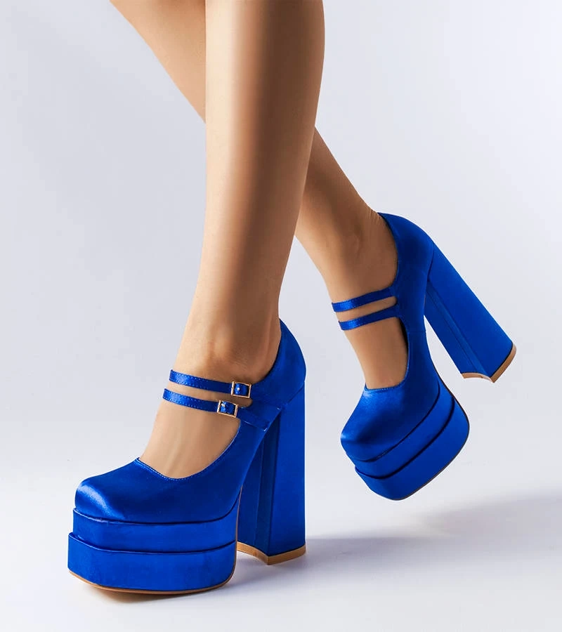 Pantofi cu toc înalt albastru Gabriel