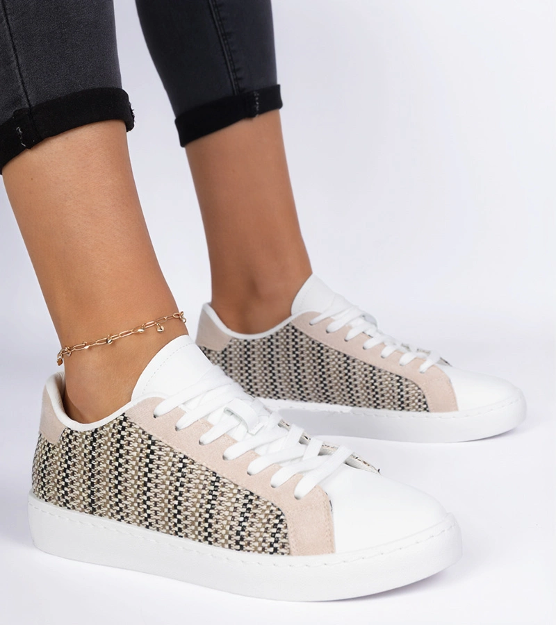 Adidași bej pentru femei din material Bellisio