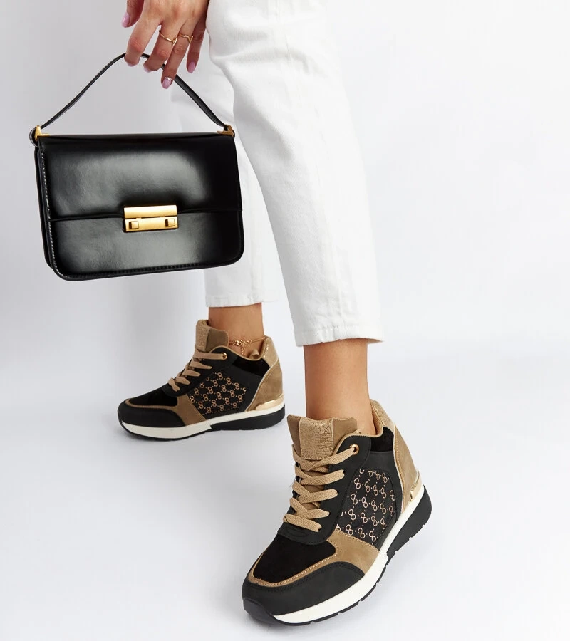 Sneakersi negri cu platformă Chestnut