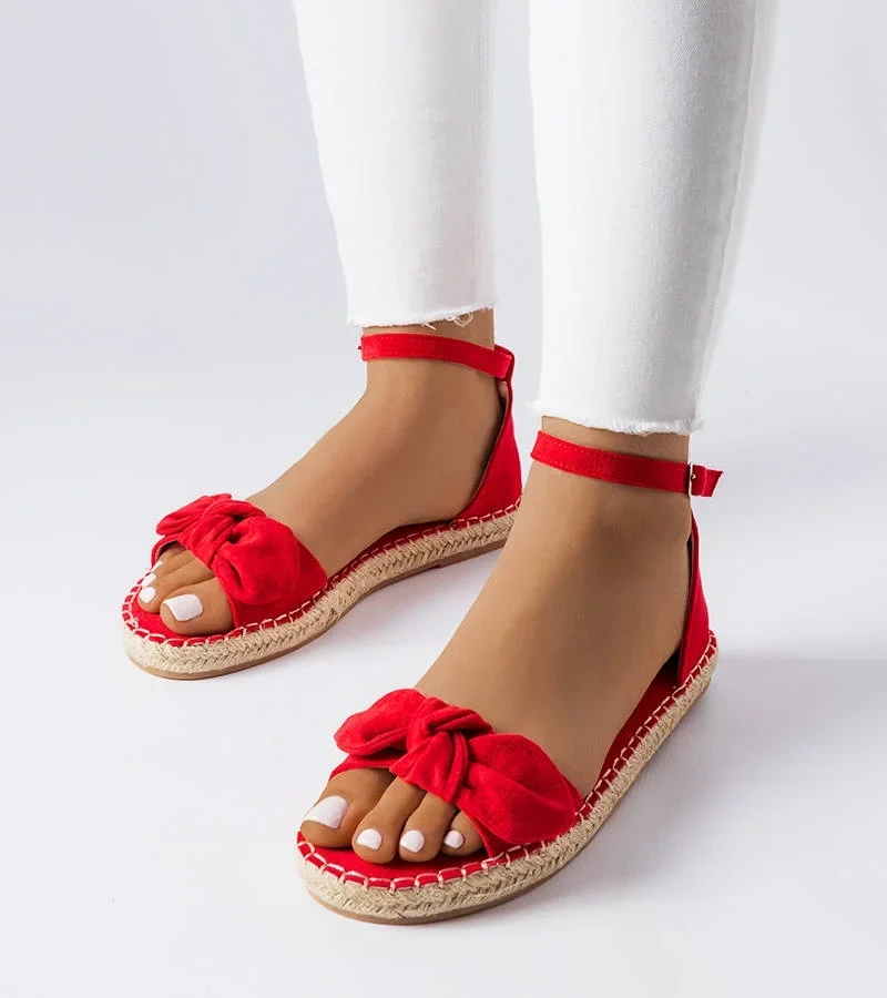 Espadrile roșii cu fundiță Faure
