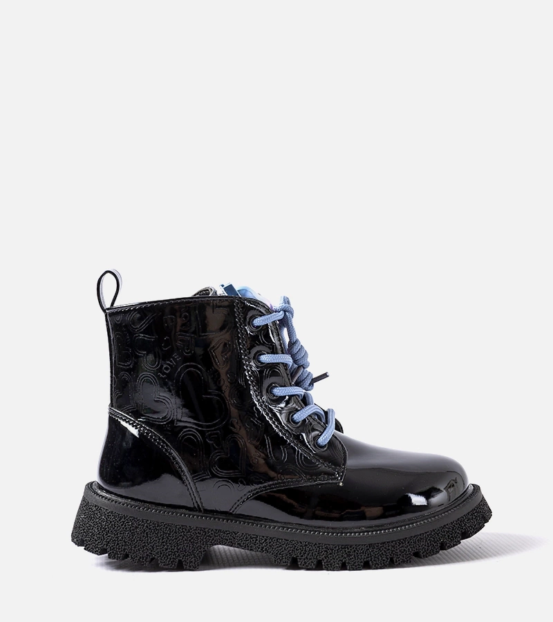 Botine negre lacuite cu urs Orso