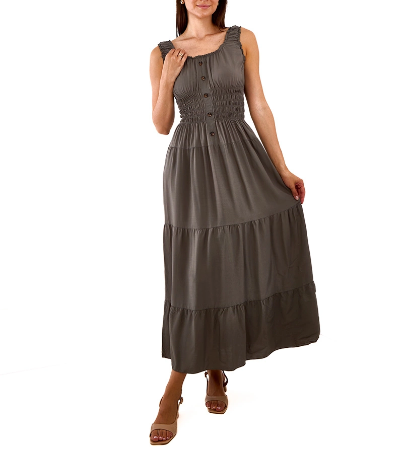 Rochie verde închis cu pliuri Atiye