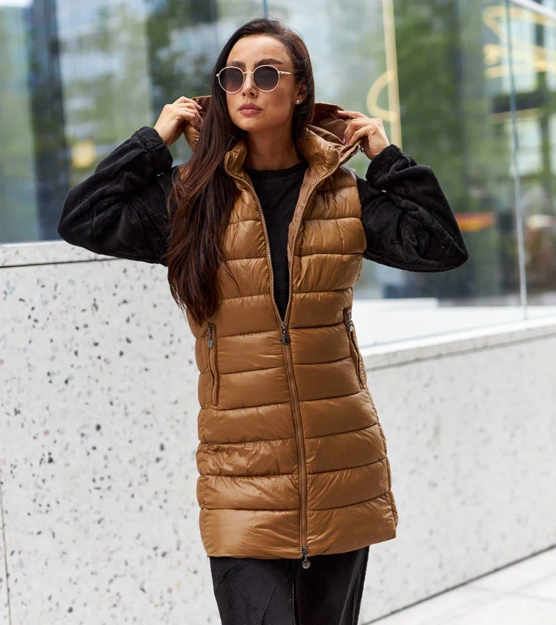 Gilet lung maro pentru femei Bovegno