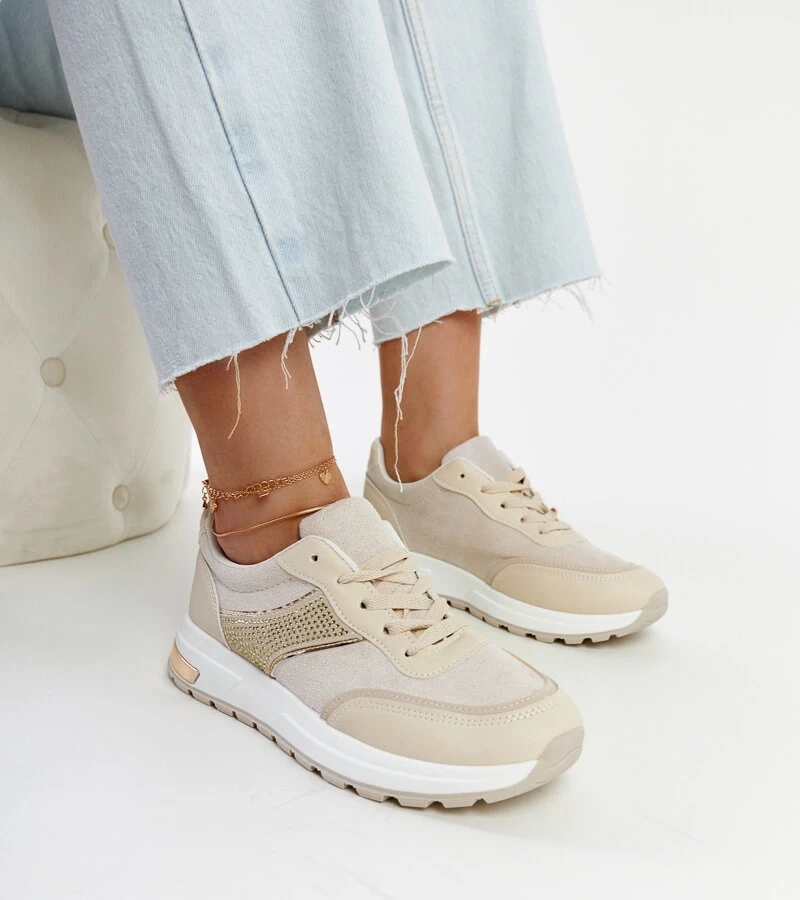 Sneakers bej pe platforma Lubna