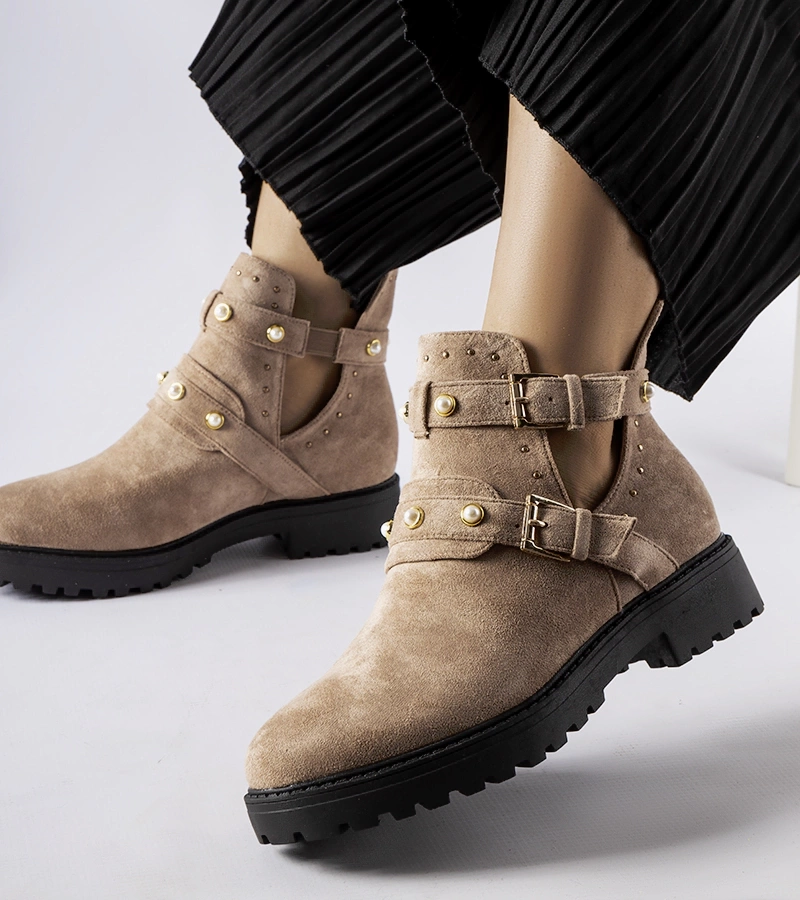 Provolo bej cizme decorative decupate bej