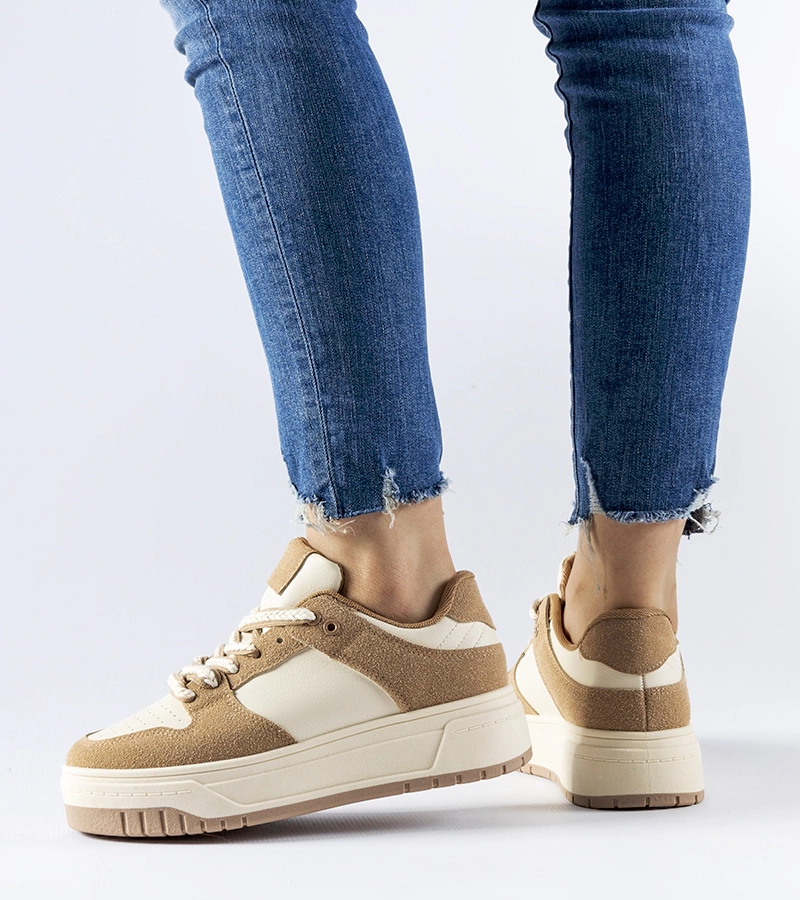 Sneakers bej pe platformă Crim