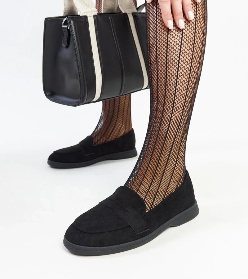 Mocasini de piele intoarsa neagra Nibras