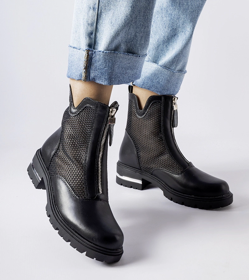 Cizme Cavour negre cu barete