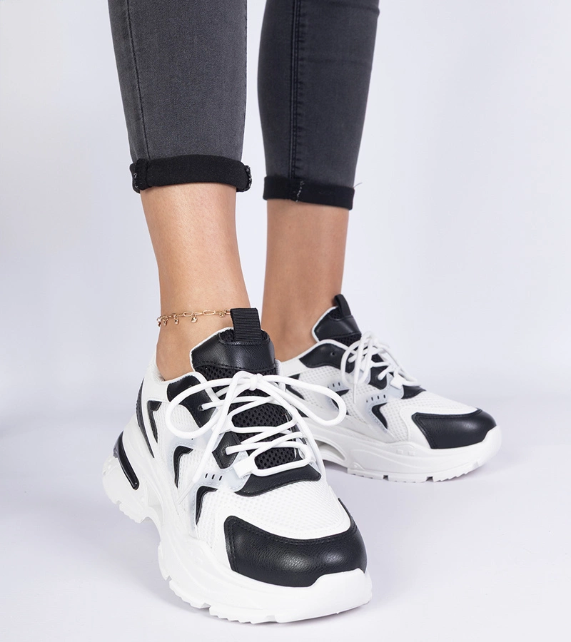 Adidași sport alb-negru pentru femei Lamula