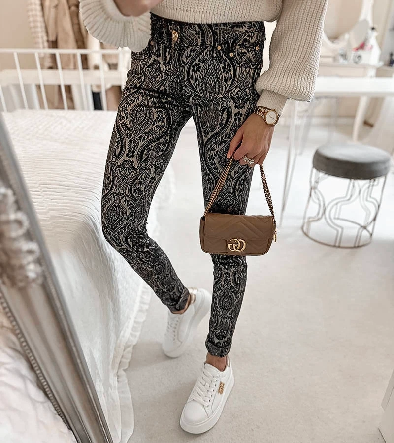 Pantaloni Alia pentru femei, negri și grafit pentru femei