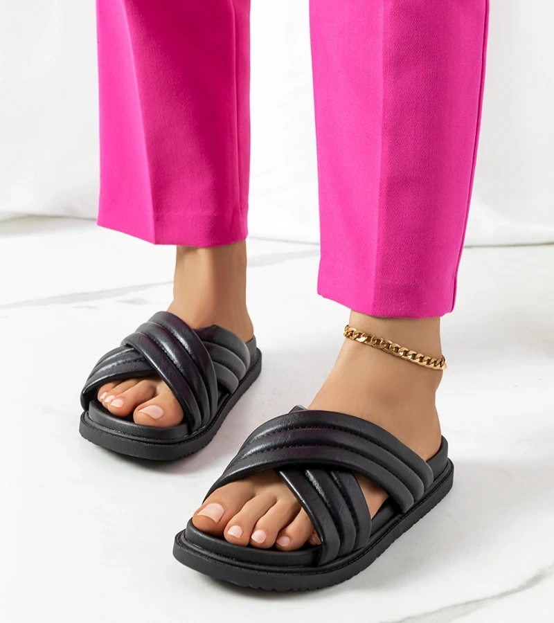 Șlapi negri cu platformă de la Daintree