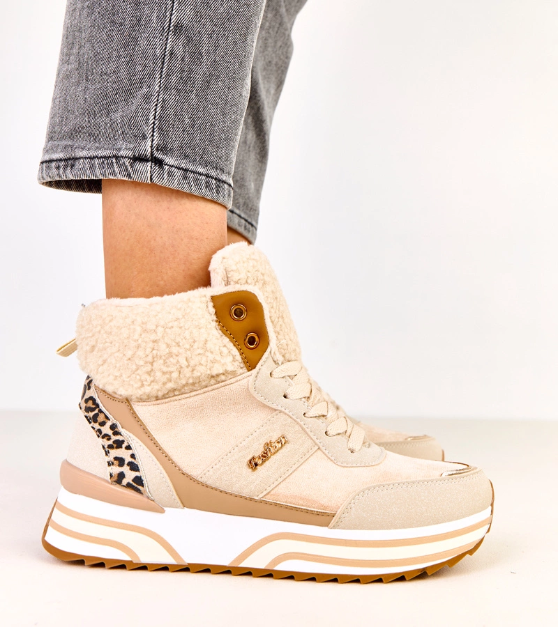 Adidași bej înalți îmblăniți Mirasen