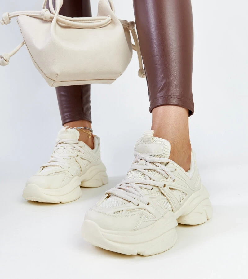 Sneakers sportivi Feaven de culoare bej deschis