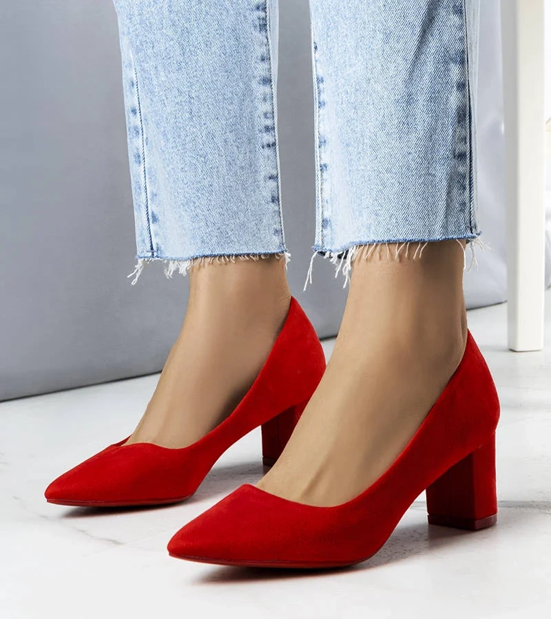 Pantofi roșii cu toc Demiki