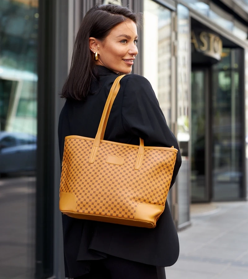 Geanta de umăr cu model maro Kesiran