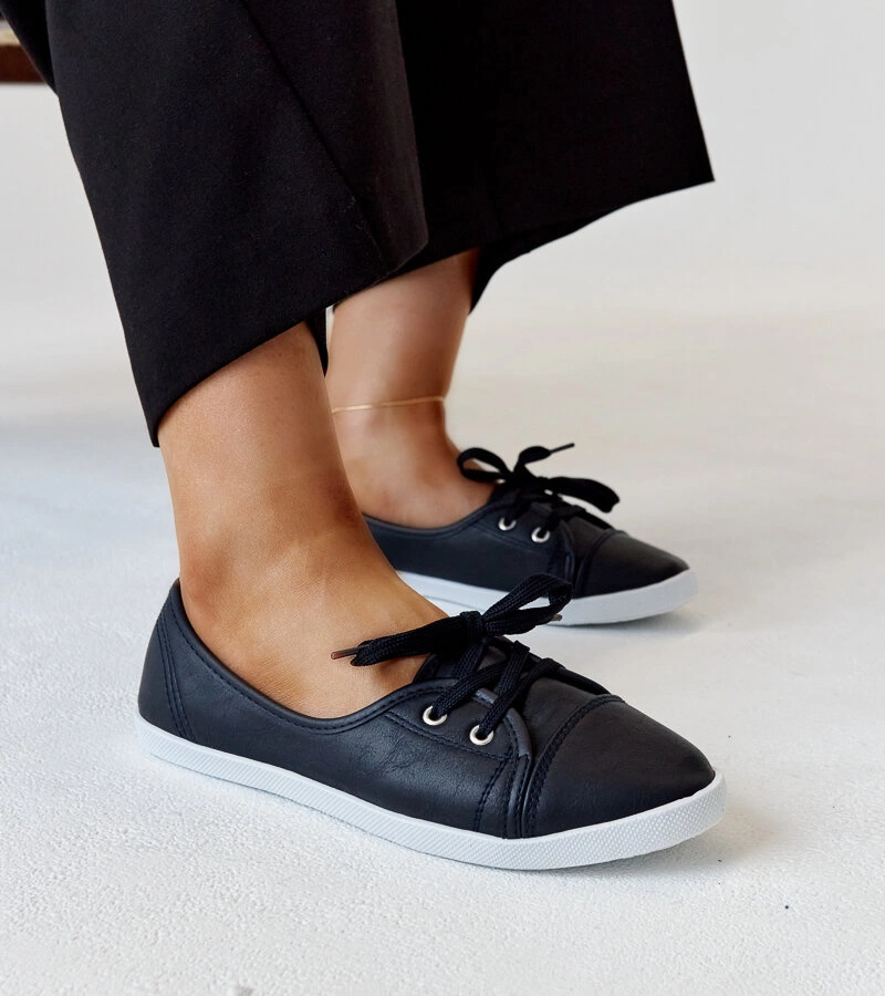 Pantofi de tenis albastru închis, din piele ecologică, model Knudsen, de tip slip-on