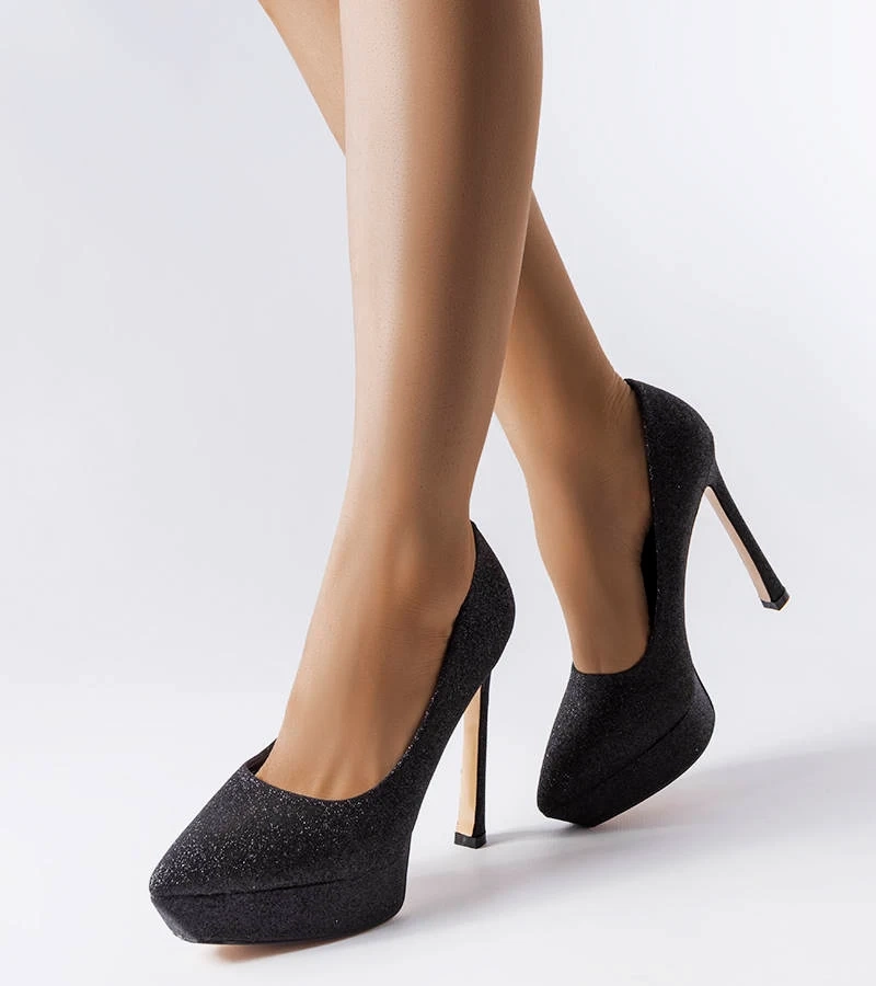 Pantofi stiletto Proulx cu sclipici negru