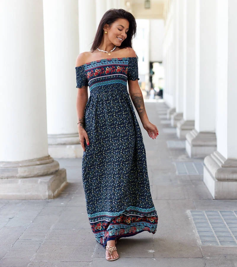 Rochie cu model albastru marin Iadanza