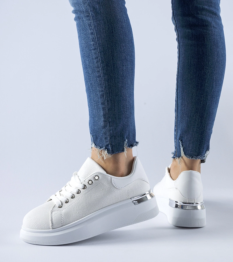 Adidași albi pe platformă Scuderlando