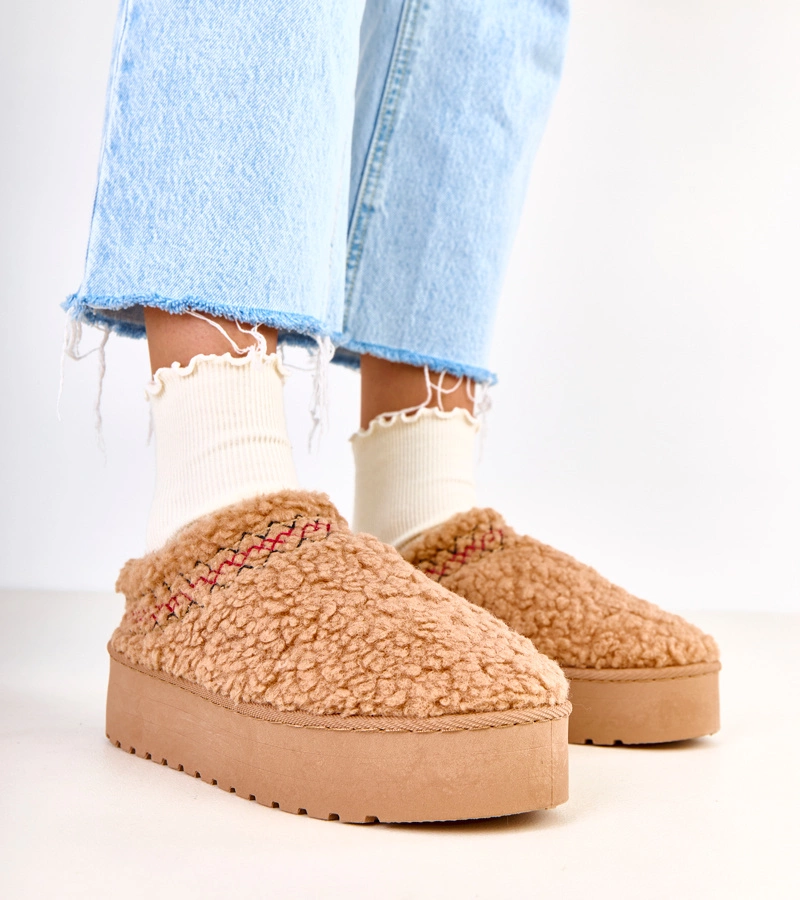 Cizme de zăpadă joase bej închis pe platformă Royana