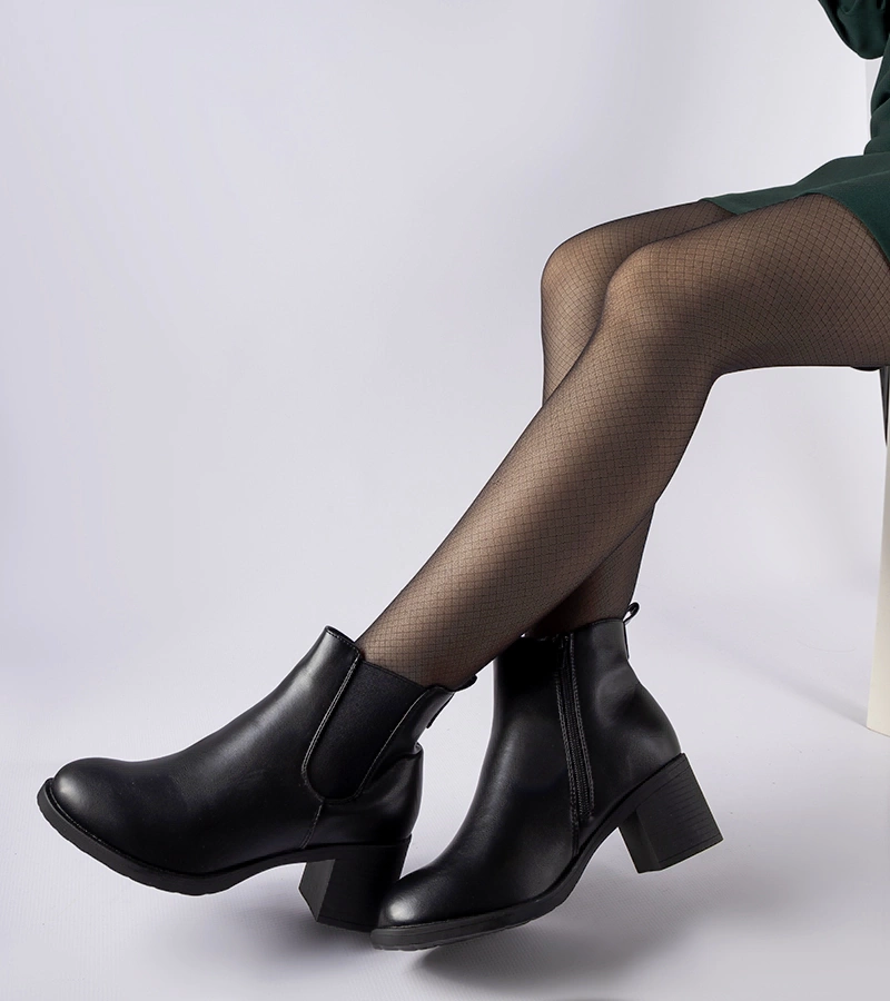 Botine negre cu toc Pacific