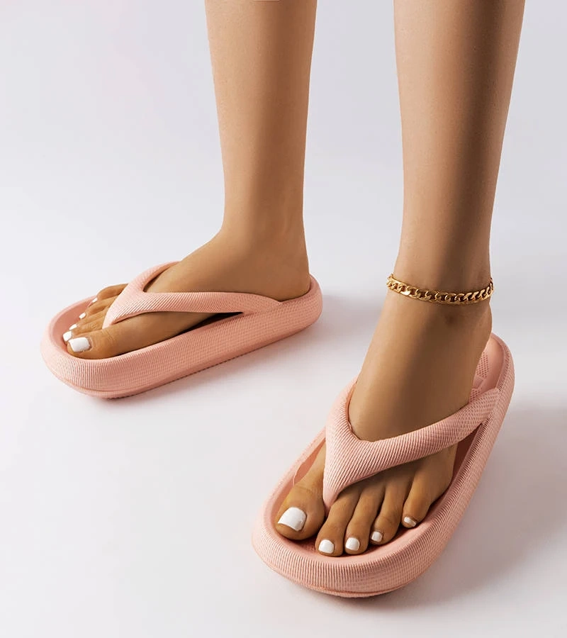 Șlapi roz solid Modesto