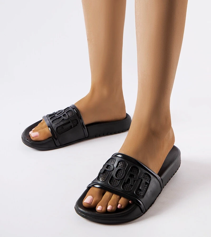 Șlapi de cauciuc negru Moiariello