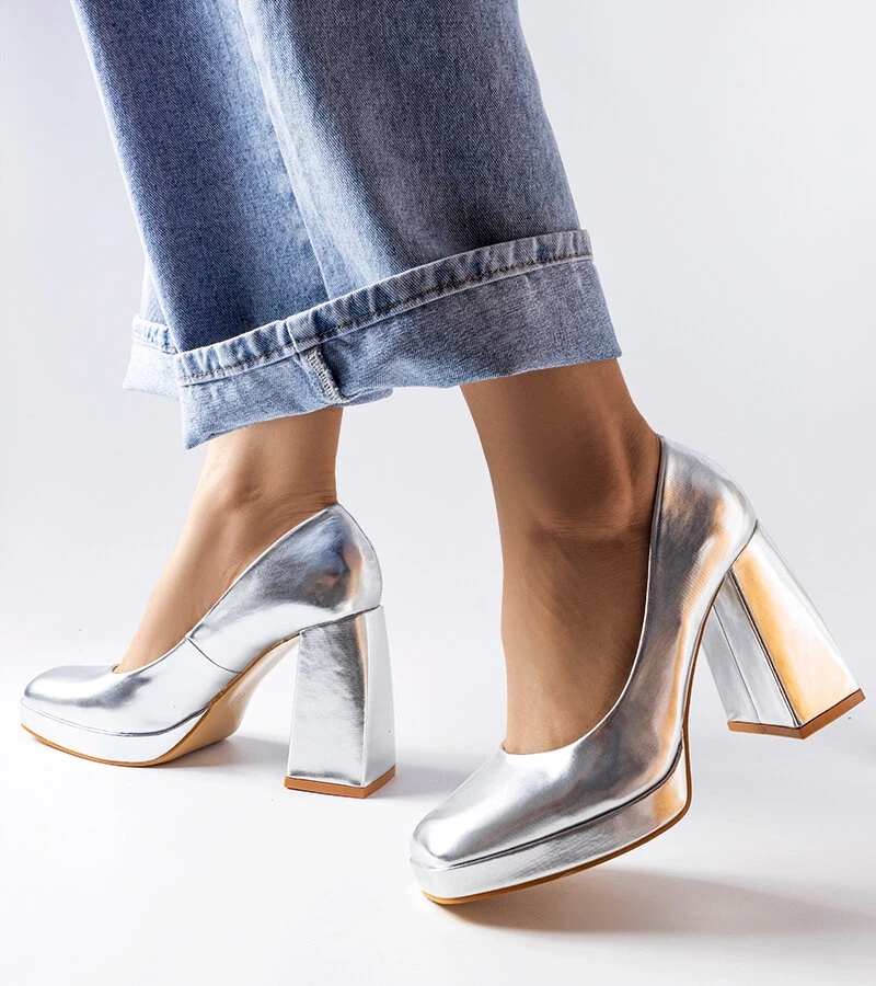 Pantofi cu toc înalt argintiu Mailly