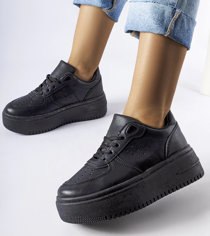 Adidași negri cu platformă de Kassab