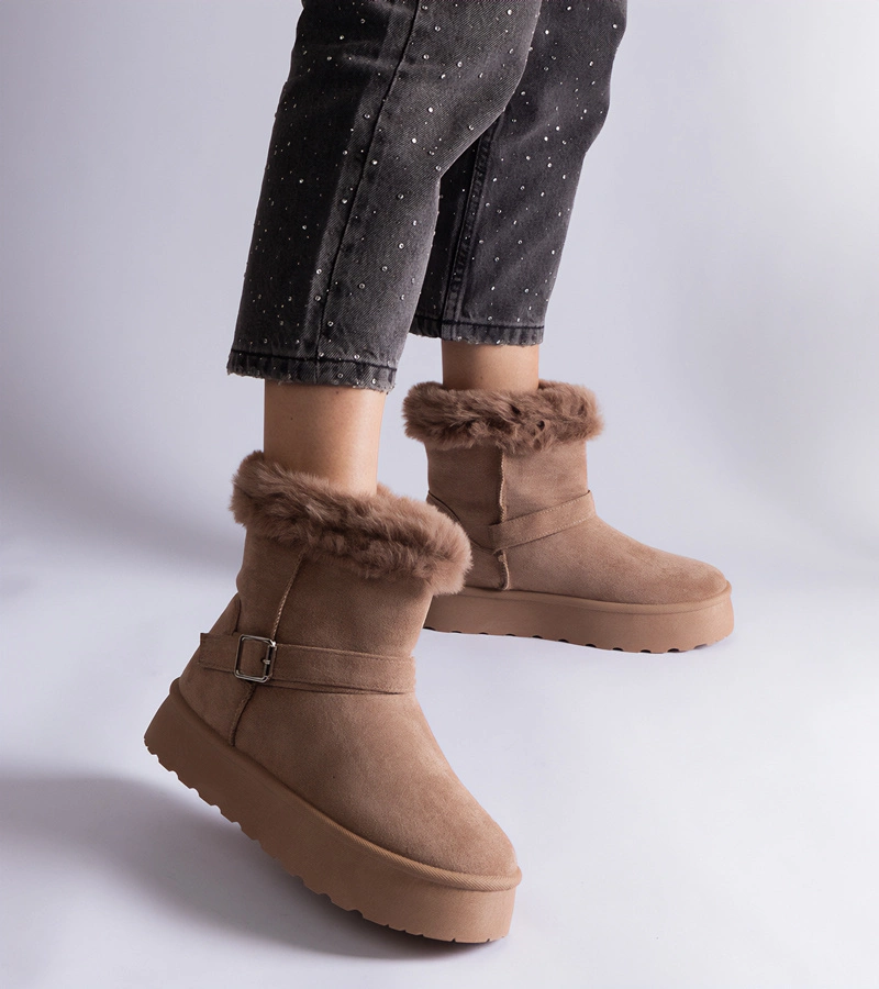 Cizme de zăpadă căptușite maro decorate cu blană Iglesia