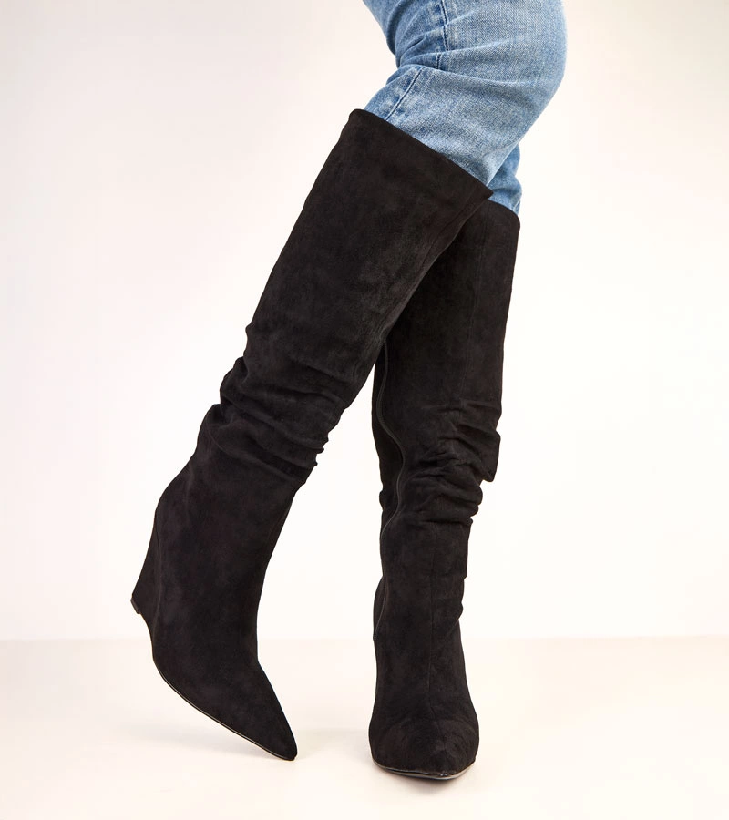 Cizme negre pe pană îngustă Asena