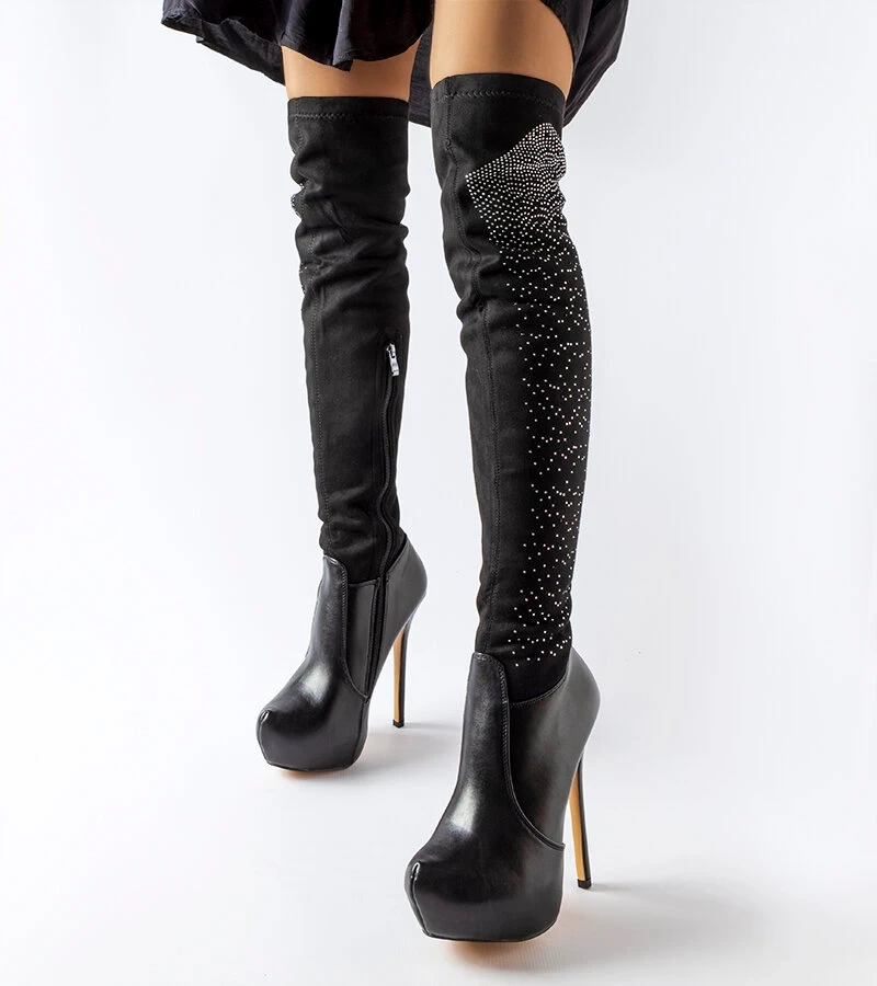 Cizme cu toc stiletto Zaccaria negre